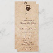  Hearts Lock en Key Wedding-programma Programmakaart (Voorkant / Achterkant)