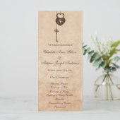  Hearts Lock en Key Wedding-programma Programmakaart (Staand voorkant)