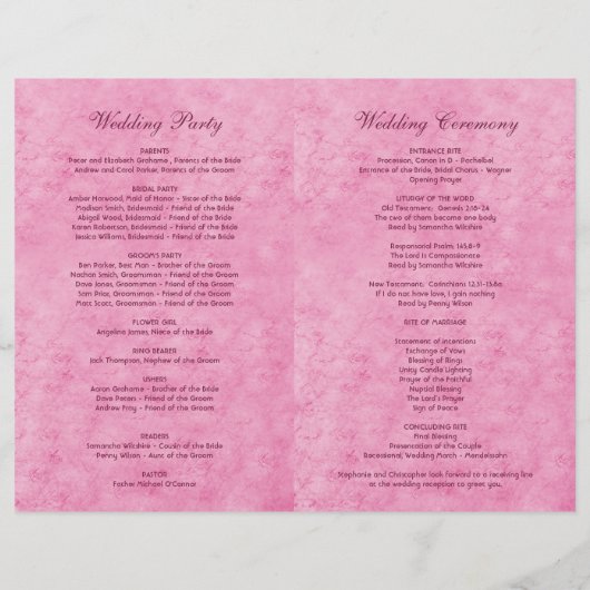 Hearts Lock Key Pink Wedding Ceremony Program (Achterkant)