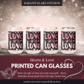 Hearts & Love bedrukte blikglazen Blikvorm Glas