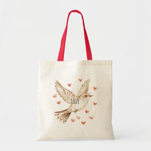 Hearts Love Bird Roses Floral Tote Bag (Voorkant)