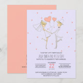 Hearts Love Bride and Groom Cartoon Wedding Kaart (Voorkant / Achterkant)