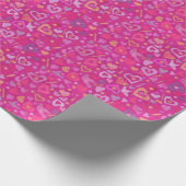 Hearts Love Collage Pattern Roze Fuchsia Magenta Cadeaupapier (Hoek)