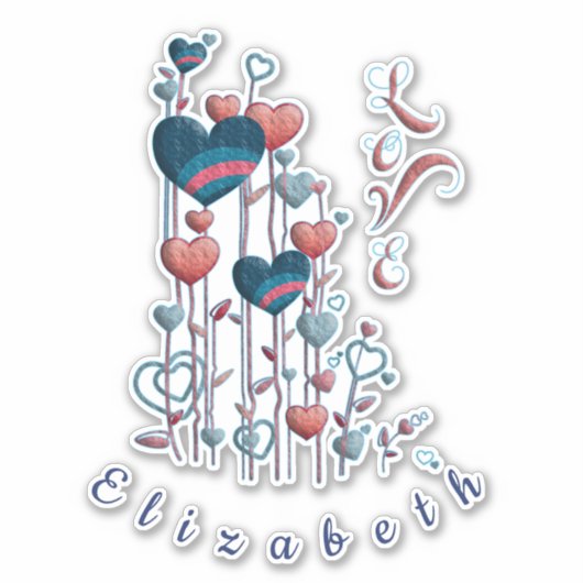 Hearts Love Grows Sticker (Voorkant)
