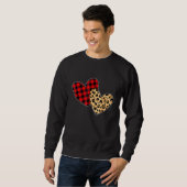 Hearts Love Leopard Plaid Valentines Day Matching  Trui (Voorkant volledig)