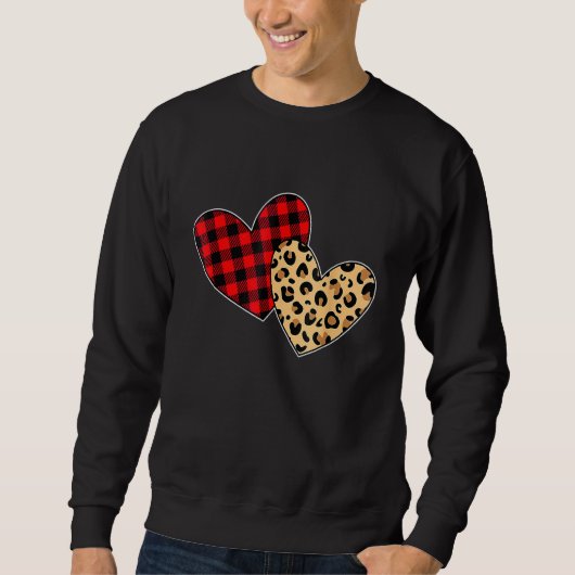 Hearts Love Leopard Plaid Valentines Day Matching  Trui (Voorkant)
