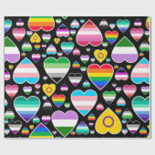 Hearts Love Rainbow Kleurrijke Pride Vlaggen LGBTQ Cadeaupapier (Vlak)