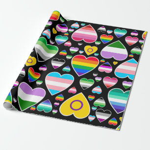 Hearts Love Rainbow Kleurrijke Pride Vlaggen LGBTQ Cadeaupapier