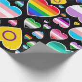 Hearts Love Rainbow Kleurrijke Pride Vlaggen LGBTQ Cadeaupapier (Hoek)