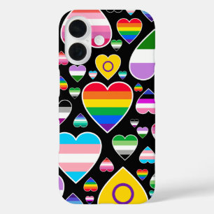 Hearts Love Rainbow Kleurrijke Pride Vlaggen LGBTQ iPhone 16 Hoesje