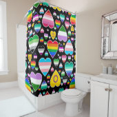 Hearts Love Rainbow Kleurrijke Pride Vlaggen LGBTQ Douchegordijn (In situ)