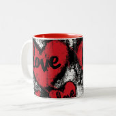 Hearts & Love tweetonige keramische Mok (Voorkant links)