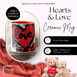 Hearts & Love tweetonige keramische Mok