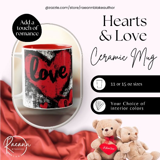 Hearts & Love tweetonige keramische Mok