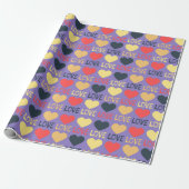 Hearts Love Typography Cute Valentijnsdag Cadeaupapier (Uitgerold)