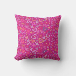 Hearts Love Valentijnsdag Collage Pattern Fuchsia Kussen