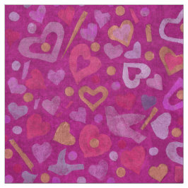 Hearts Love Valentijnsdag Collage Pattern Fuchsia Stof