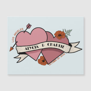 Hearts magnetische uitnodiging bruiloft