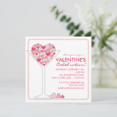 Hearts Martini Valentijnsdag Party Invitation Kaart (Staand voorkant)