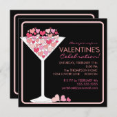 Hearts Martini Valentijnsdag Party Invitation Kaart (Voorkant / Achterkant)
