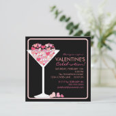 Hearts Martini Valentijnsdag Party Invitation Kaart (Staand voorkant)