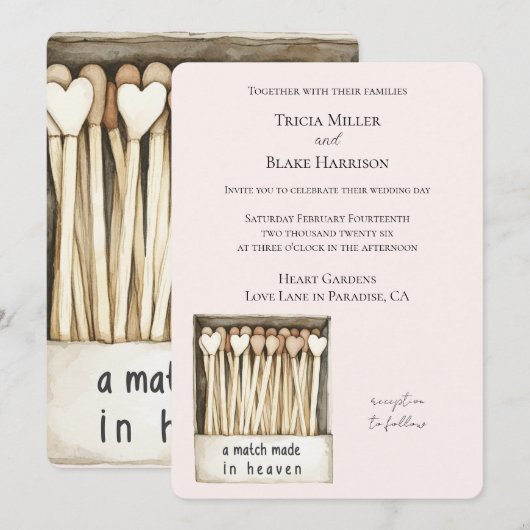 Hearts Match Made in Heaven Wedding Kaart (Voorkant / Achterkant)