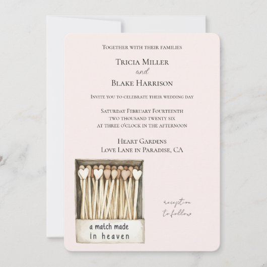 Hearts Match Made in Heaven Wedding Kaart (Voorkant)