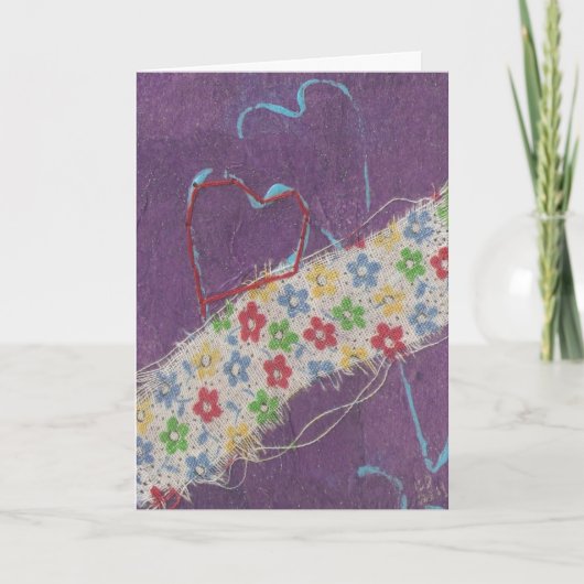 Hearts Mixed Media Collage, verjaardag Kaart (Voorkant)