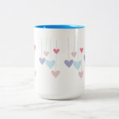 Hearts Modern Art Design Tweekleurige Koffiemok (Center)