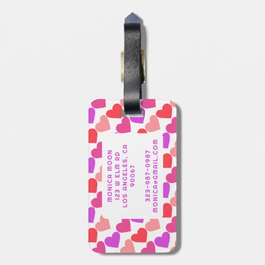 HEARTS Modern Groovy Valentijn Bruidsmeisje CUSTOM Bagagelabel (Achterkant verticaal)