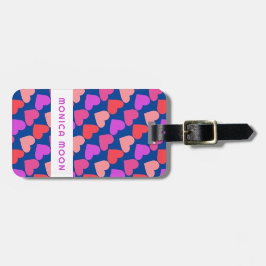 HEARTS Modern Groovy Valentijn Bruidsmeisje CUSTOM Bagagelabel (Voorkant horizontaal)