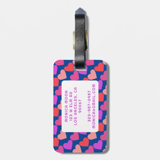 HEARTS Modern Groovy Valentijn Bruidsmeisje CUSTOM Bagagelabel (Achterkant verticaal)