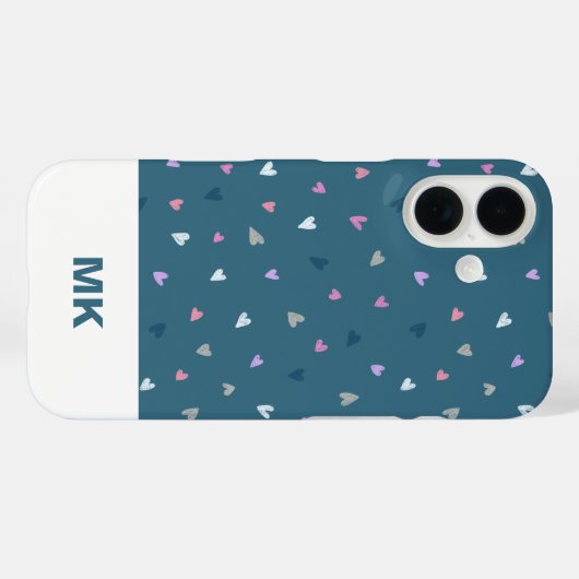 Hearts Moderne Monogram iPhone Case (Achterkant (horizontaal))