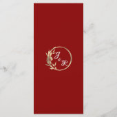 Hearts, Monogram & Glitter - Crimson Wedding Menu (Achterkant)