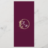 Hearts, Monogram & Glitter - Paarse bruiloft Menu (Achterkant)