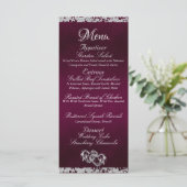 Hearts, Monogram & Glitter - Paarse bruiloft Menu (Staand voorkant)