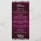 Hearts, Monogram & Glitter - Paarse bruiloft Menu (Voorkant)
