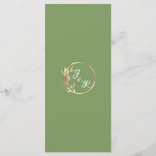 Hearts, Monogram & Glitter - Sage Wedding Menu (Achterkant)