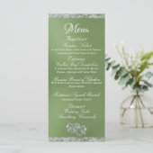 Hearts, Monogram & Glitter - Sage Wedding Menu (Staand voorkant)
