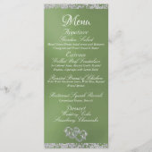 Hearts, Monogram & Glitter - Sage Wedding Menu (Voorkant)
