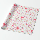 Hearts ’n’ Arrows Valentijnsdag Cadeaupapier (Uitgerold)