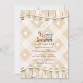 Hearts Neural Waterverf Train Baby shower Kaart (Voorkant)