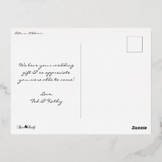 Hearts of Bedankt Folie Script Wedding Briefkaart (Achterkant)