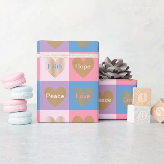 Hearts of Faith Love Hope Peace Cadeaupapier (Baby Shower)