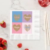 Hearts of Faith Love Hope Peace Coined Servetten (Insitu)