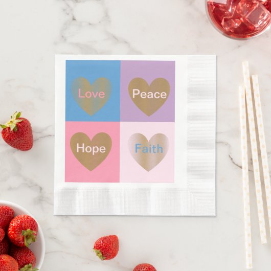 Hearts of Faith Love Hope Peace Coined Servetten (Insitu)