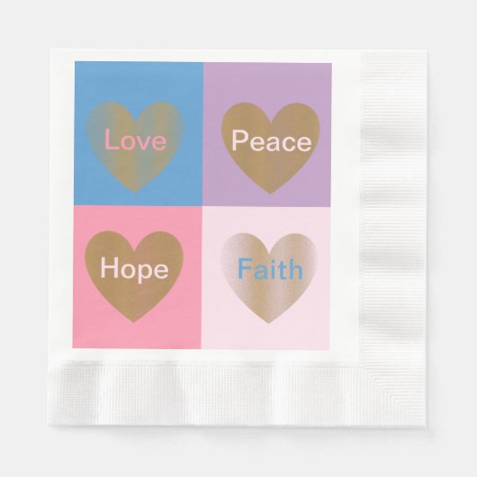 Hearts of Faith Love Hope Peace Coined Servetten (Voorkant)