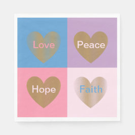 Hearts of Faith Love Hope Peace Papieren servetten