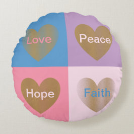 Hearts of Faith Love Hope Peace Rond Kussen