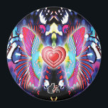 Hearts Of Glys Magneet<br><div class="desc">The background image is a classic liquid light show glycerin gooey set over swirls. Above this organic structure three hearts, beating as one, fly on butterfly wings of gossamer light representing love, beauty and harmony. This magnet’s image represents the fleeting passage of time which is the greatest gift of life....</div>